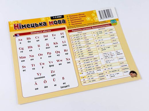 Картонка-підказка Німецька мова 1 - 2 кл. 20*15 см 353 фото